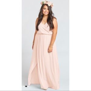 Dusty rose pink bridesmaid dress